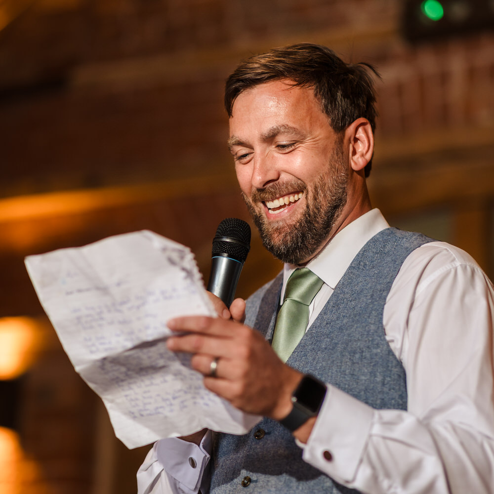 Best man giving a heartfelt speech at a Worcester wedding reception